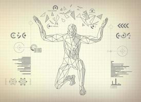 diagrama de hombre de estructura alámbrica vector