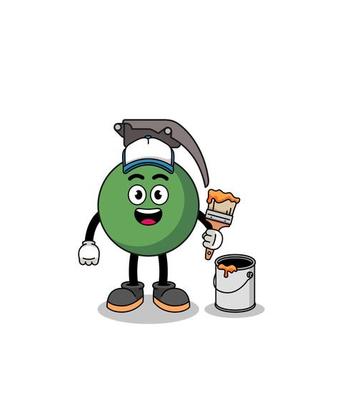 Character mascot of grenade as a painter