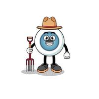 Cartoon mascot of eyeball farmer vector