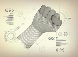 wireframe fist diagram vector