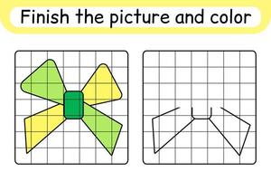 completa el arco de la imagen. copiar la imagen y el color. terminar la imagen. libro de colorear. juego educativo de ejercicios de dibujo para niños vector