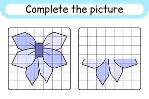 Complete the picture bow. Copy the picture and color. Finish the image. Coloring book. Educational drawing exercise game for children vector