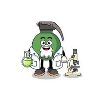 Mascot of grenade as a scientist vector