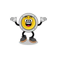 speaker cartoon searching with happy gesture vector