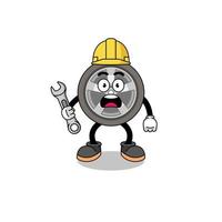 Character Illustration of car wheel with 404 error vector