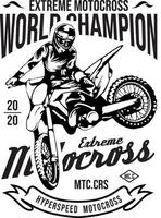 diseño de camiseta de campeón mundial extremo de motocross vector