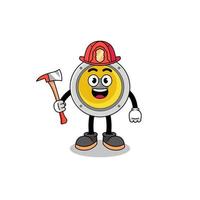 Cartoon mascot of speaker firefighter vector