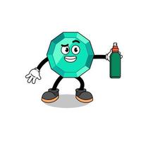 emerald gemstone illustration cartoon holding mosquito repellent vector