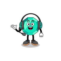 Mascot Illustration of emerald gemstone as a customer services vector