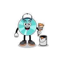 Character mascot of optical disc as a painter vector