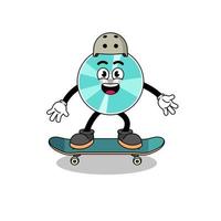 optical disc mascot playing a skateboard vector