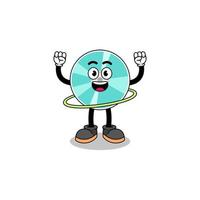 Character Illustration of optical disc playing hula hoop vector