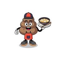 Illustration of poop as an asian chef vector