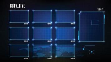 fondo abstracto del marco de la cámara de seguridad cctv de ciencia ficción, hud ui vector