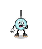 Character Illustration of magnifying glass with tongue sticking out vector