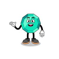 emerald gemstone cartoon with welcome pose vector