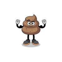 Mascot cartoon of poop posing with muscle vector