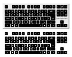 Computer keyboard in simple flat vector, electric device. vector