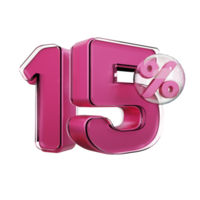 Glossy Pink 15 Off Discount Promotion 3D Render Element png