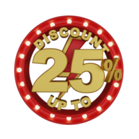 Discount Up To 25 3D Render Promotion Element png