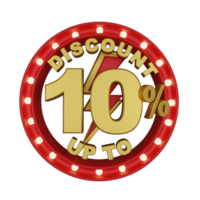 Discount Up To 10 3D Render Promotion Element png
