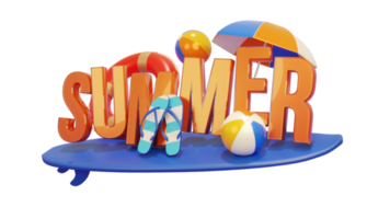 Summer Colorful Glossy 3D Text Composition for Design Element png