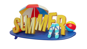 Summer Colorful Glossy 3D Text Composition for Design Element png