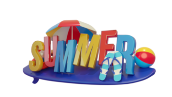 Summer Colorful Glossy 3D Text Composition for Design Element png