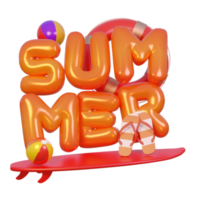 Summer Balloon Composition 3D Render Text png