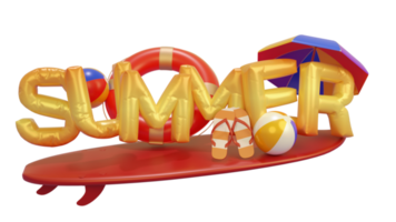 Summer Balloon Composition 3D Render Text png