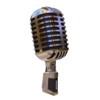 diffusion de microphone argenté ou élément de rendu 3d karaoké png