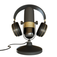 Silver Microphone Broadcast or Karaoke 3D Render Element png
