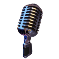 Silver Microphone Broadcast or Karaoke 3D Render Element png