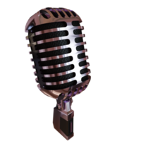 Silver Microphone Broadcast or Karaoke 3D Render Element png