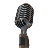 silbernes mikrofon ausstrahlung oder karaoke 3d-renderelement png