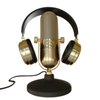 trasmissione microfono oro o elemento di rendering 3d karaoke png