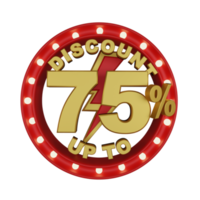 Discount Up To 75 3D Render Promotion Element png