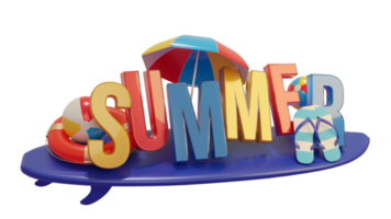 Summer Colorful Glossy 3D Text Composition for Design Element png