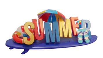 Summer Colorful Glossy 3D Text Composition for Design Element png