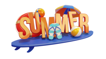 Summer Colorful Glossy 3D Text Composition for Design Element png