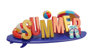 Summer Colorful Glossy 3D Text Composition for Design Element png