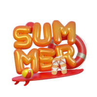texto de renderização 3d de composição de balão de verão png