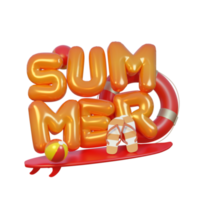 Summer Balloon Composition 3D Render Text png