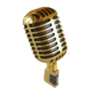 diffusion de microphone doré ou élément de rendu 3d karaoké