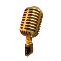 Gold Microphone Broadcast or Karaoke 3D Render Element png