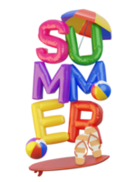 zomer ballon samenstelling 3d render tekst png