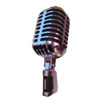 silbernes mikrofon ausstrahlung oder karaoke 3d-renderelement png