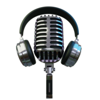 Silver Microphone Broadcast or Karaoke 3D Render Element png