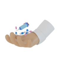 3d icon of a doctors hand carrying medicine png