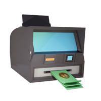 3d money counting machine icon illustration png